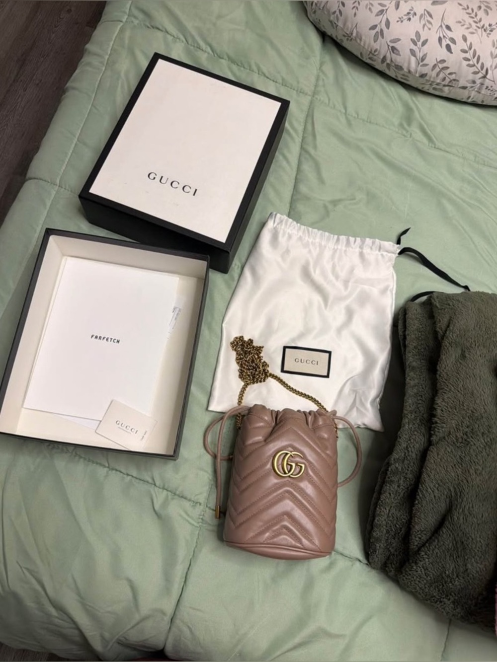 Gucci GG Marmont Mini Bucket Bag — Blush Pink